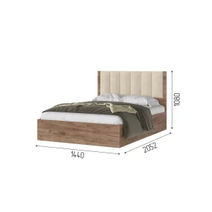 РЕЙН КР 01 Кровать 1.4х2.0 (1440х1110х2052) Велюр БЕЖЕВЫЙ/Корпус ДУБ КРАФТ ТАБАЧНЫЙ Пятигорск