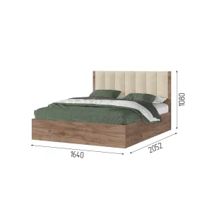 РЕЙН КР 02 Кровать 1.6х2.0 (1640х1110х2052) Велюр БЕЖЕВЫЙ/Корпус ДУБ КРАФТ ТАБАЧНЫЙ Пятигорск