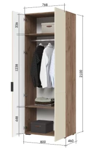 купить соната шк 02 шкаф 2-х створчатый (800х2100х460) фасад мдф моно керамика/корпус дуб крафт табачный в Пятигорске